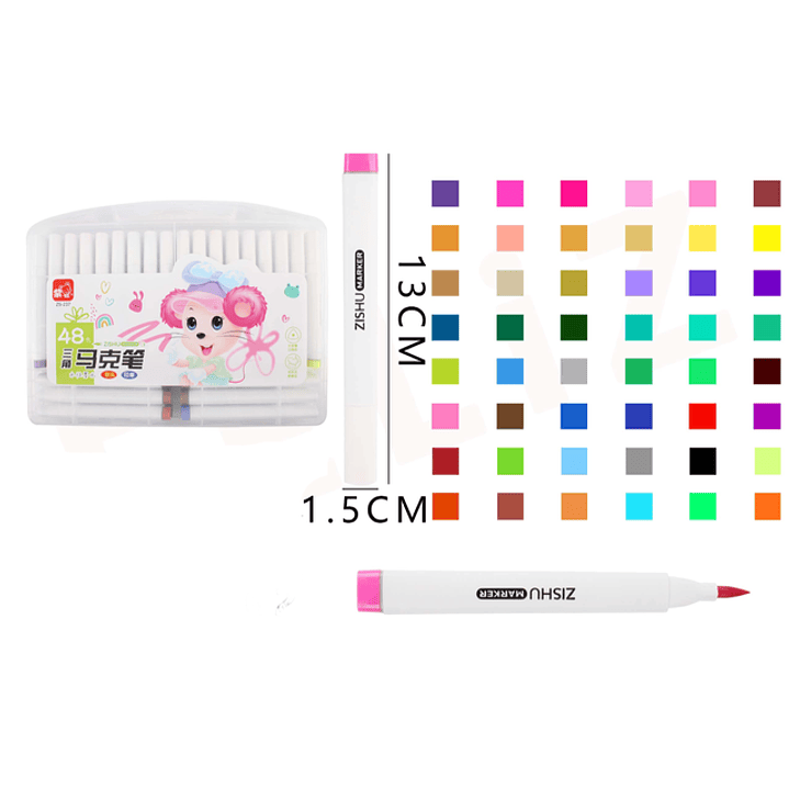 Marcadores de Colores 13x1.5cm 48pcs 1