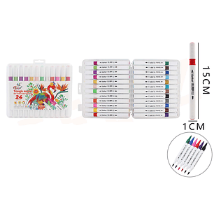 Plumones De Colores Doblepunta 15Cm 24Pcs