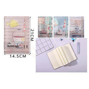 Libreta con Elástico Mar 96Hojas 21x14.5cm