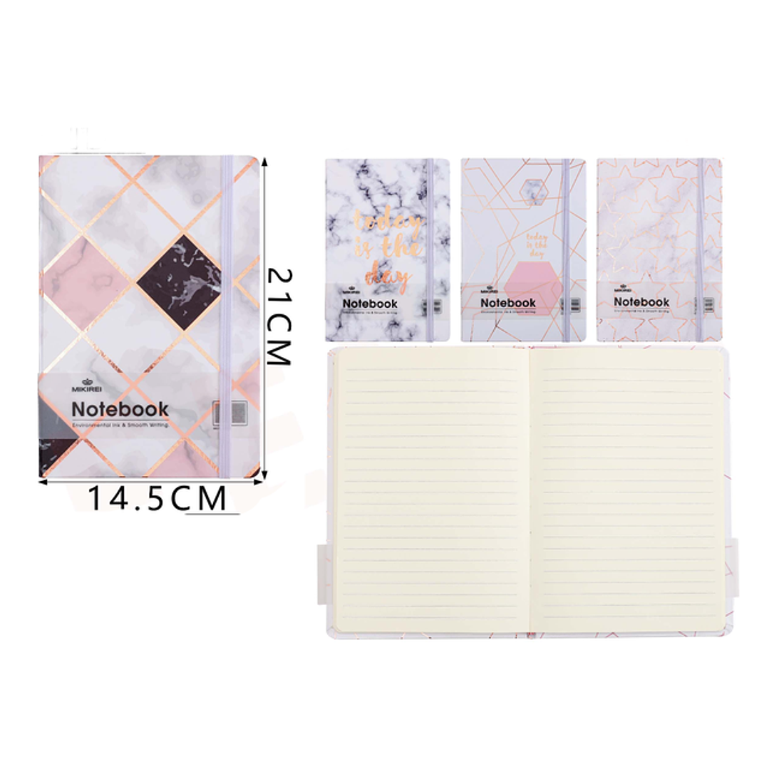 Libreta con Elástico Mármol 96Hojas 21x14.5cm 1