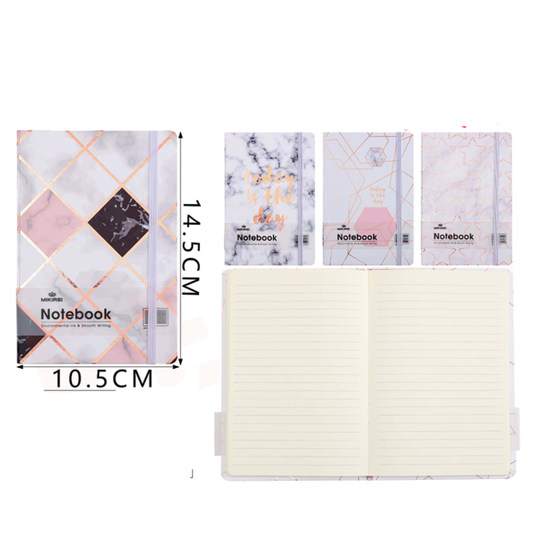 Libreta con Elástico Mármol 96Hojas 14.5x10.5cm 1