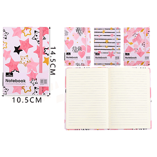 Libreta Elástico Figuras Rosa 96Hojas 14.5x10.5cm