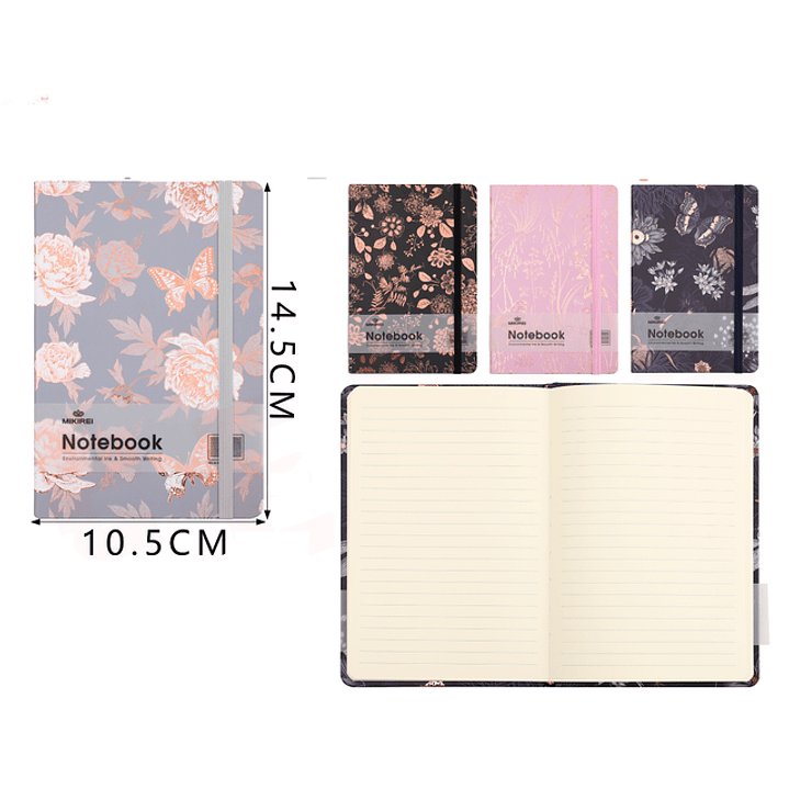 Libreta con Elástico Flor 96Hojas 14.5x10.5cm 1