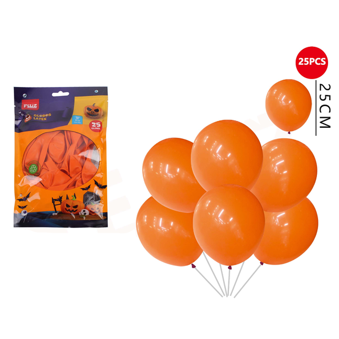 Globos Latex Naranjo 25Cm 25Pcs 1