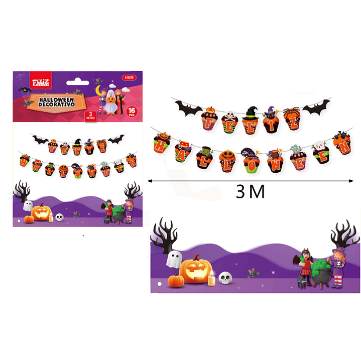 Guirnalda Letras Feliz Halloween 16Pcs 1 1
