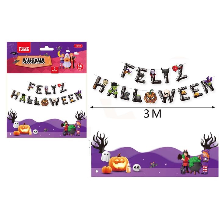 Guirnalda Letra Feliz Halloween 14Pcs 1