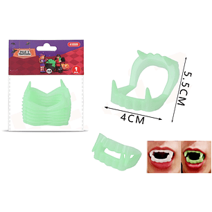 Dientes Vampiro Verde Fluorescentes 6Pcs