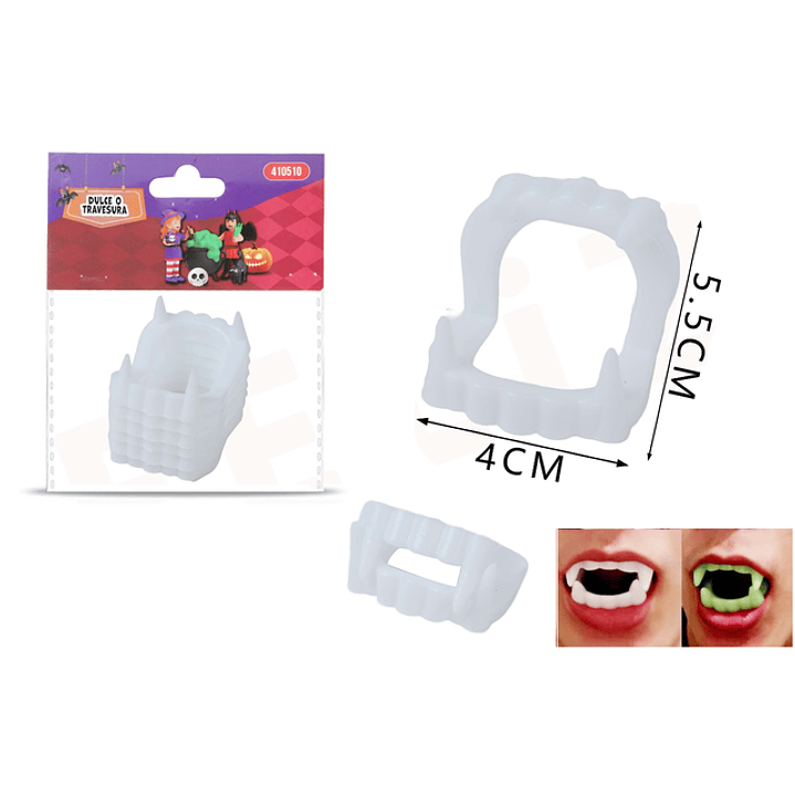 Dientes Vampiro Blanco Fluorescentes 6Pcs 1