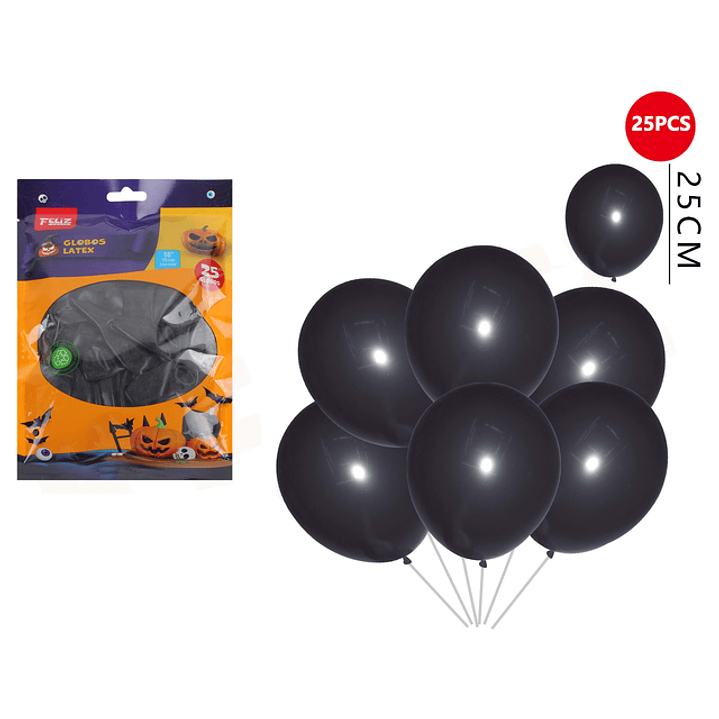 Globos Latex Negro 25Cm 25Pcs 1
