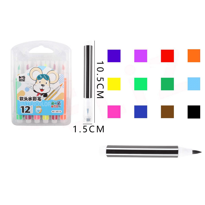 Marcadores De Colores Lavable 10515Cm 12Pcs 1
