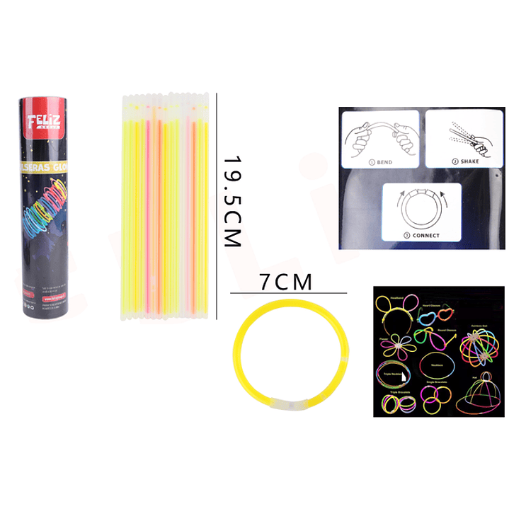 Pulsera Fluorescente 19.5cm 100pcs 1
