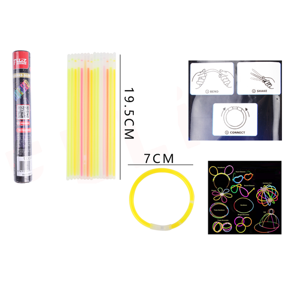 Pulsera Fluorescente 19.5cm 15pcs 1