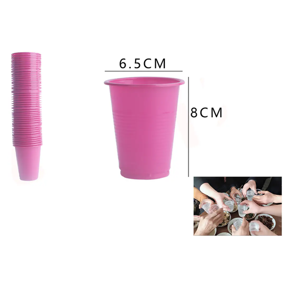 Vasos Plásticos Rosado 50pcs 200ML 1