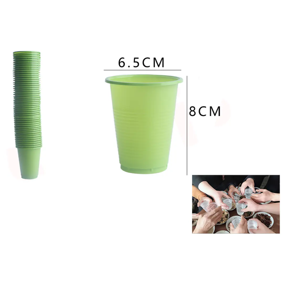 Vasos Plásticos Verde 50pcs 200ML 1
