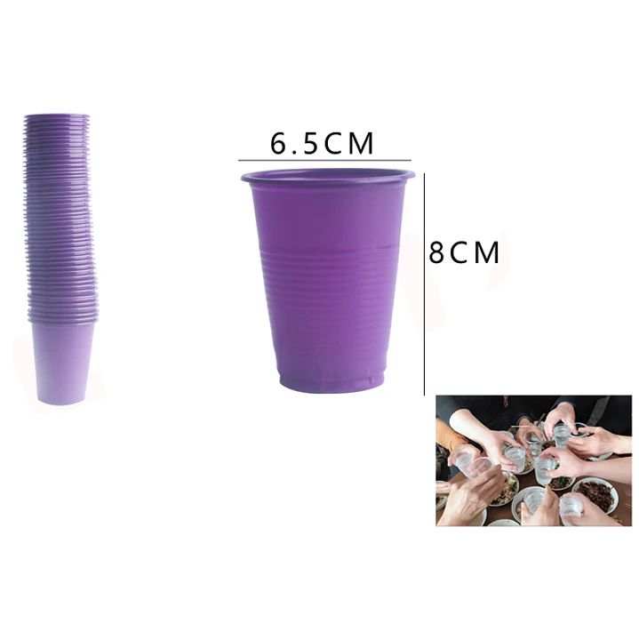 Vasos Plásticos Morado 50pcs 200ML 1