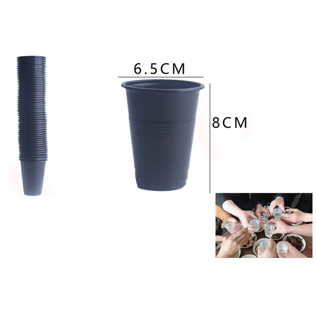 Vasos Plásticos Negro 50pcs 200ML 1