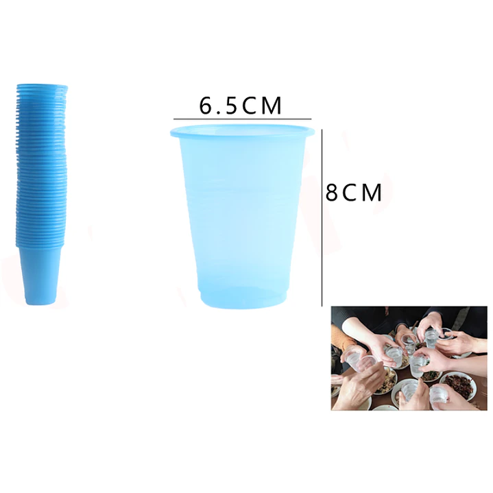 Vasos Plásticos Celeste 50pcs 200ML 1