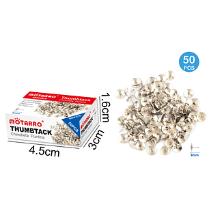 Chinches Plateada en caja 9mm 50pcs