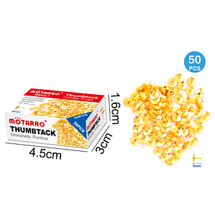 Chinches Dorados en caja 9mm 50pcs