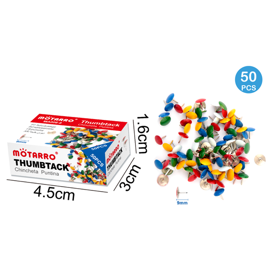 Chinches Colores en caja 9mm 50pcs 1