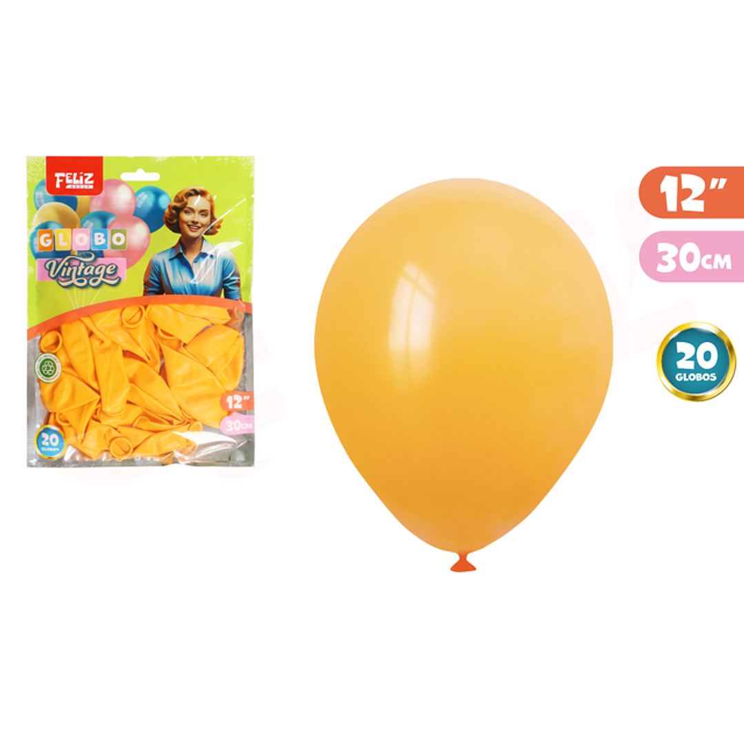 Globos Latex Vintage Amarillo 30Cm 20Pcs 1
