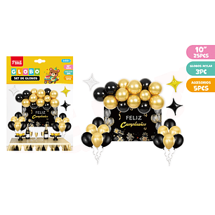 Set de Globos FC + Fondo Dorado y Negro