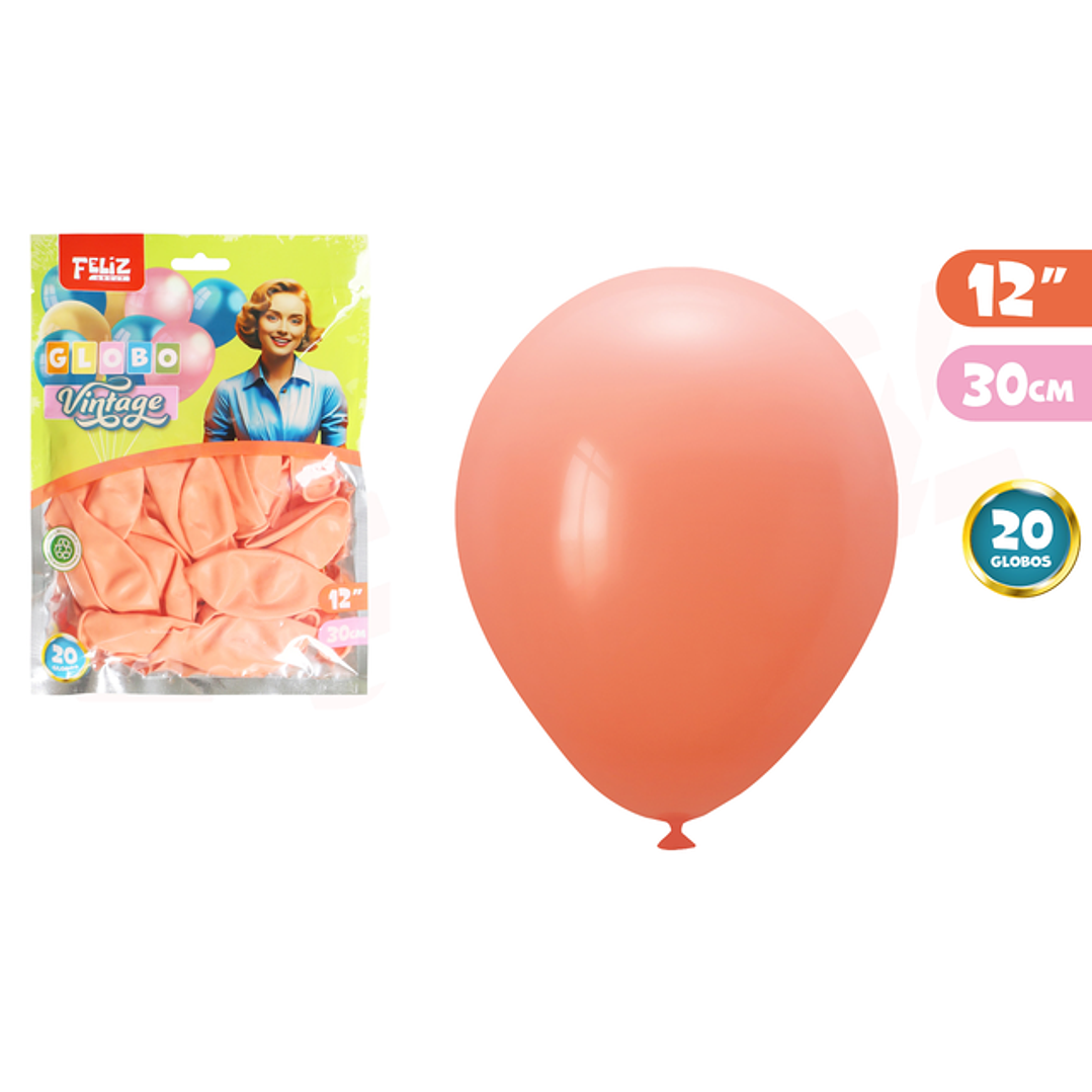 Globos Latex Vintage Salmon 30Cm 20Pcs 1