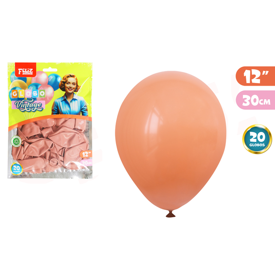 Globos Latex Vintage Naranjo 30Cm 20Pcs 1