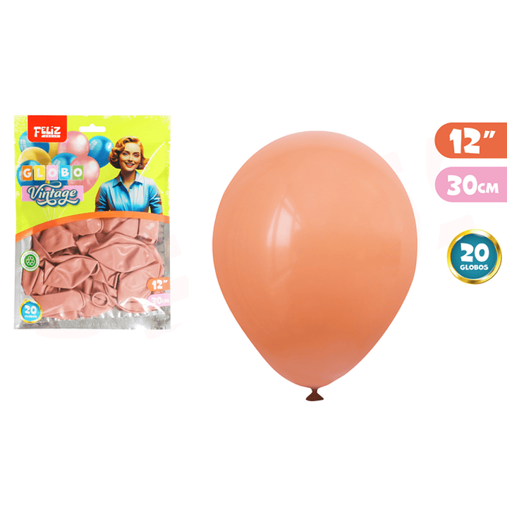 Globos Latex Vintage Naranjo 30Cm 20Pcs 1