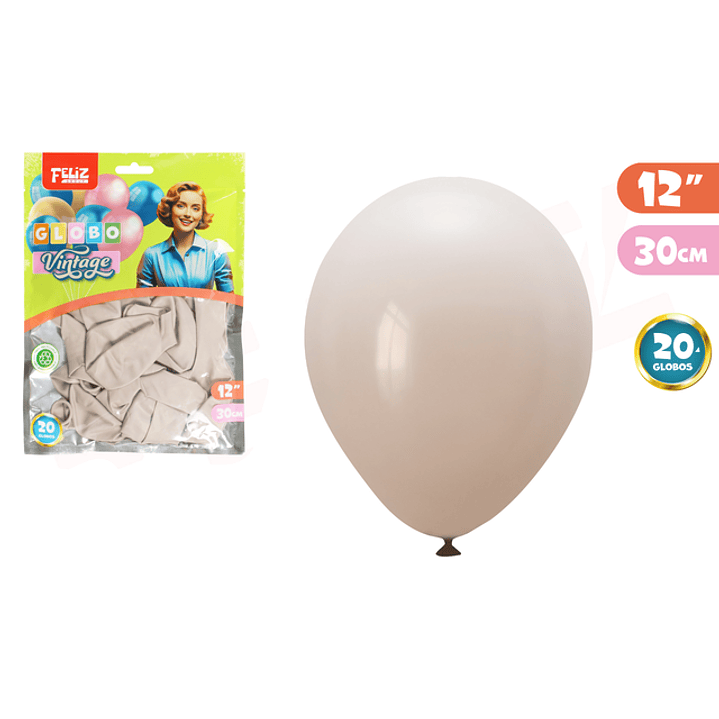 Globos Latex Vintage 30Cm 20Pcs 1