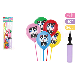 Set de Globos con soporte e inflador con Perrito
