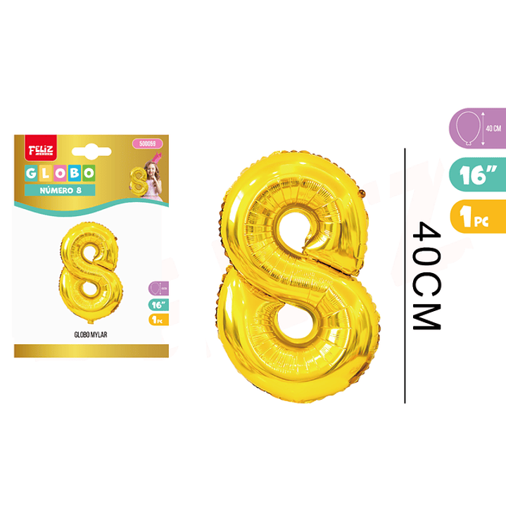 Globo Número 8 Dorado 40cm 1