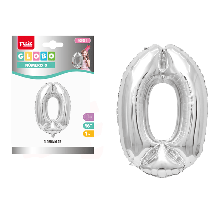 Globo Número 0 Plateado 40cm 1