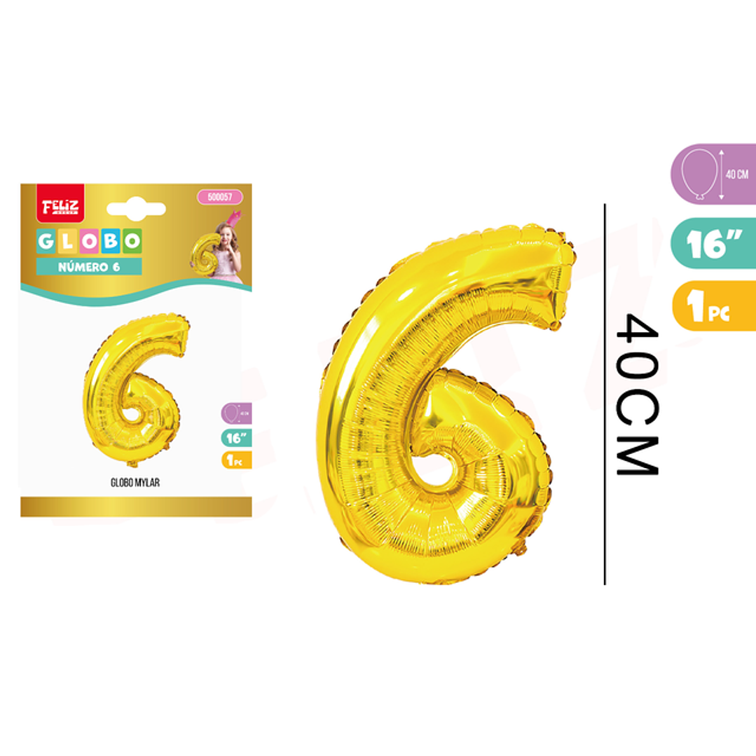 Globo Número 6 Dorado 40cm 1