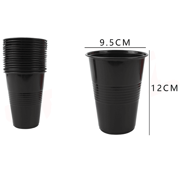 Vasos Plásticos Negro 500ML 16pcs 1