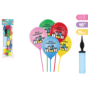 Set de Globos con soporte e inflador regalos