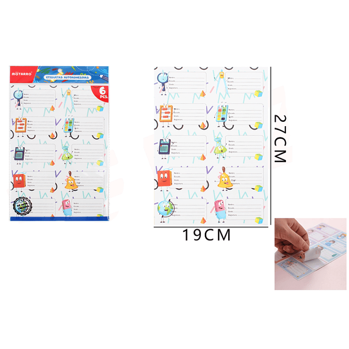 Etiquetas Escolar Animado 27*19cm 6pcs 1