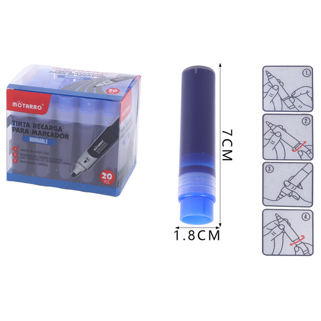 Recambio Tinta Azul Marcador Pizarra 20pcs 1