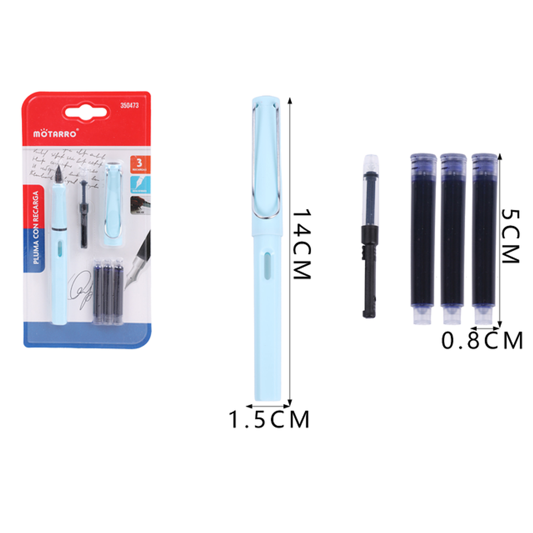 Pluma +Recambios Azul 1+2pcs 1