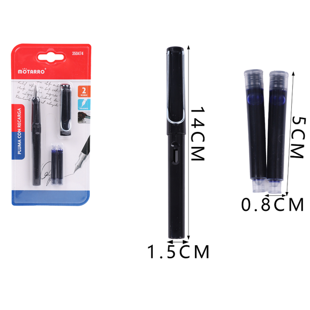 Pluma +Recambios Negro 1+2pcs 1