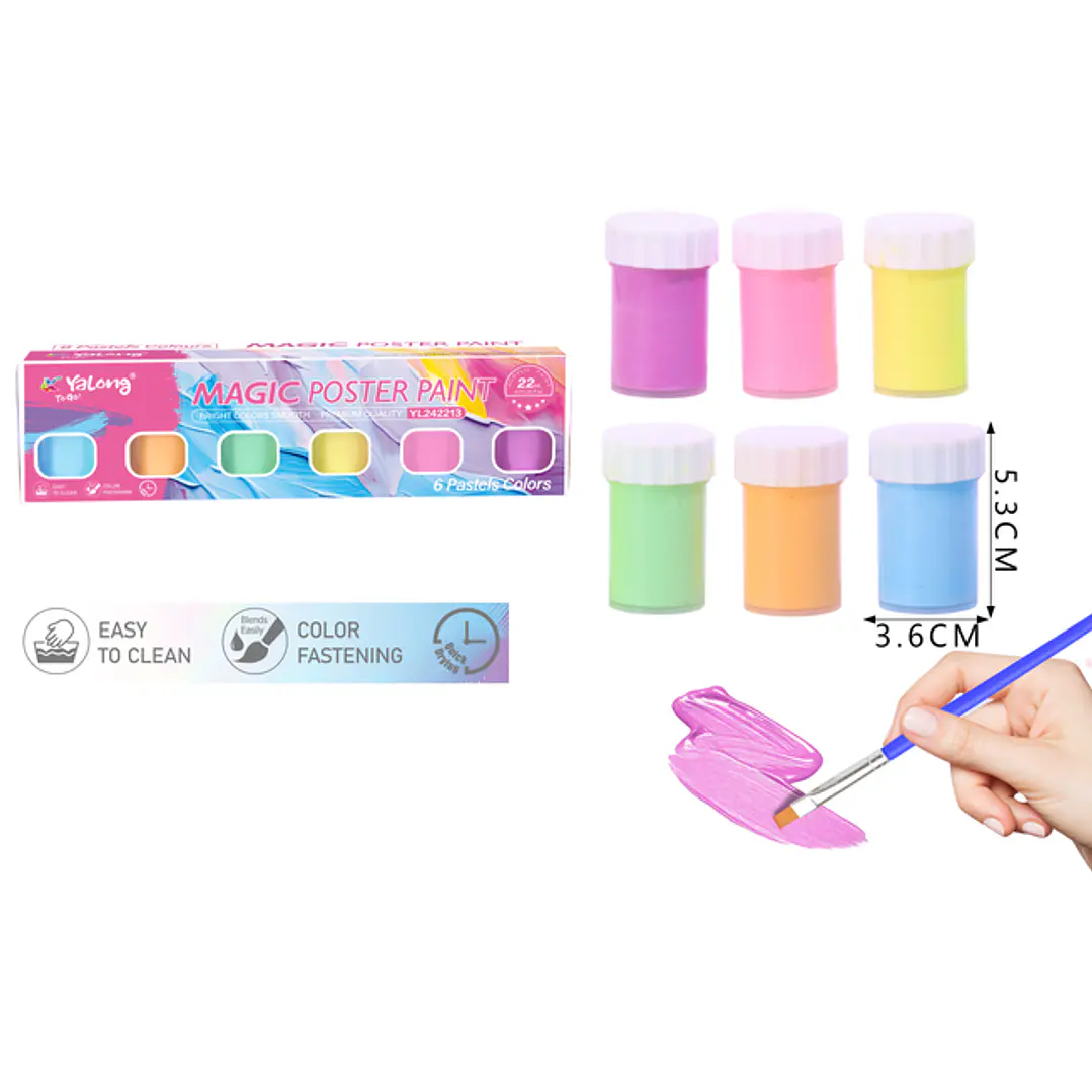 Pintura Acrilíca Pastel 22ML 6 Unidades 1