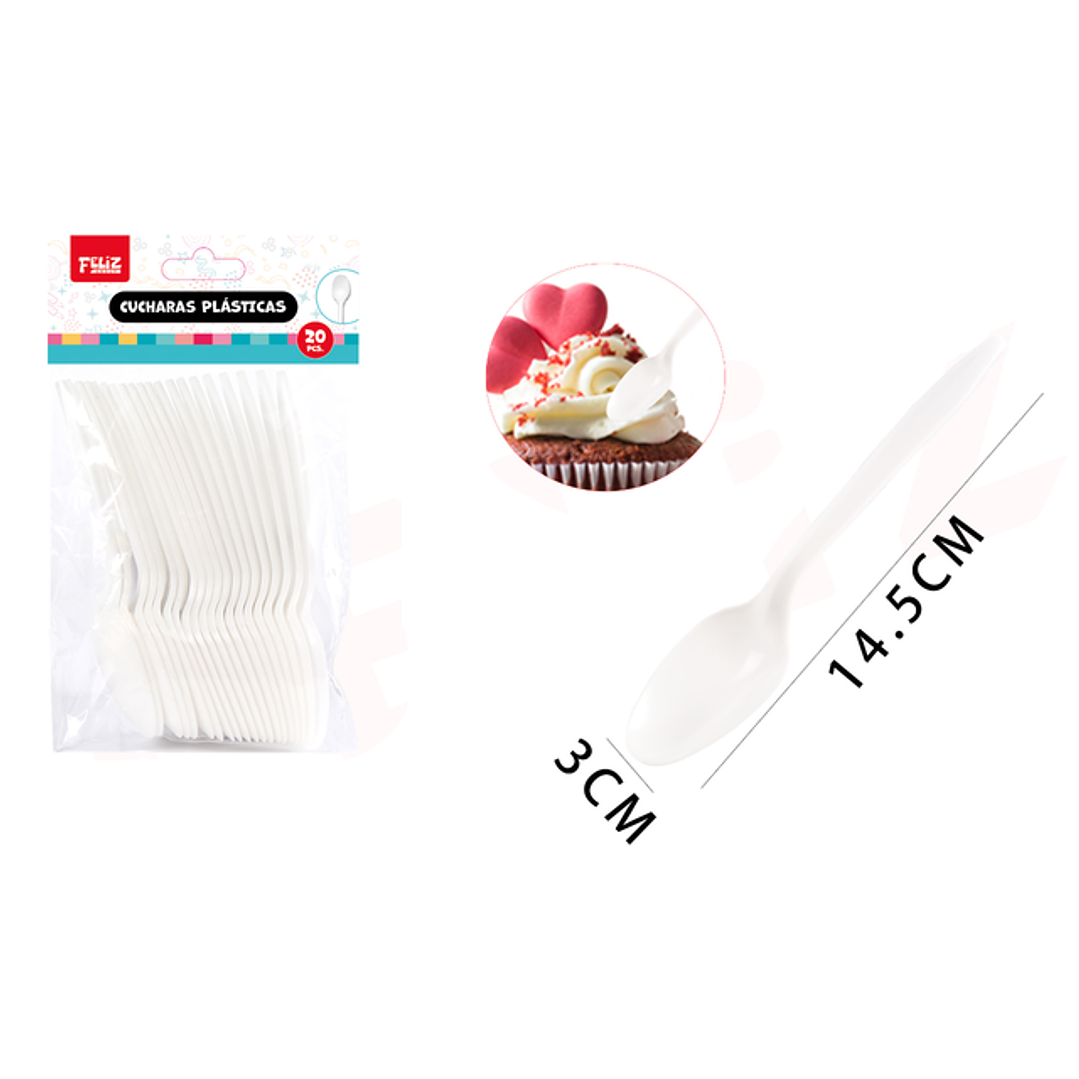 Cucharas Plasticas Blanco 1453Cm 20Pcs 1