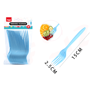 Tenedores Plásticas Azul 15*2.5cm 20pcs
