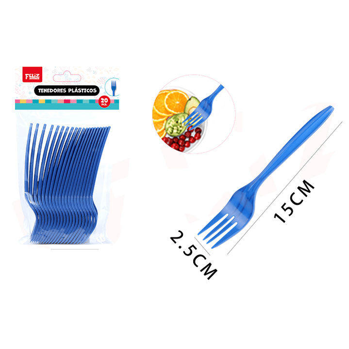 Tenedores Plásticas Azul 15*2.5cm 20pcs 1