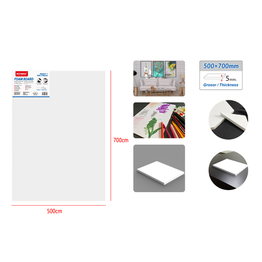 Tablero De Espuma Blanco 5070Cm 5Mm 1