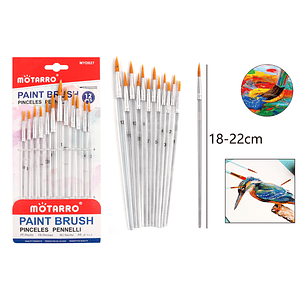 Pinceles Fino Trasparente 12Pcs