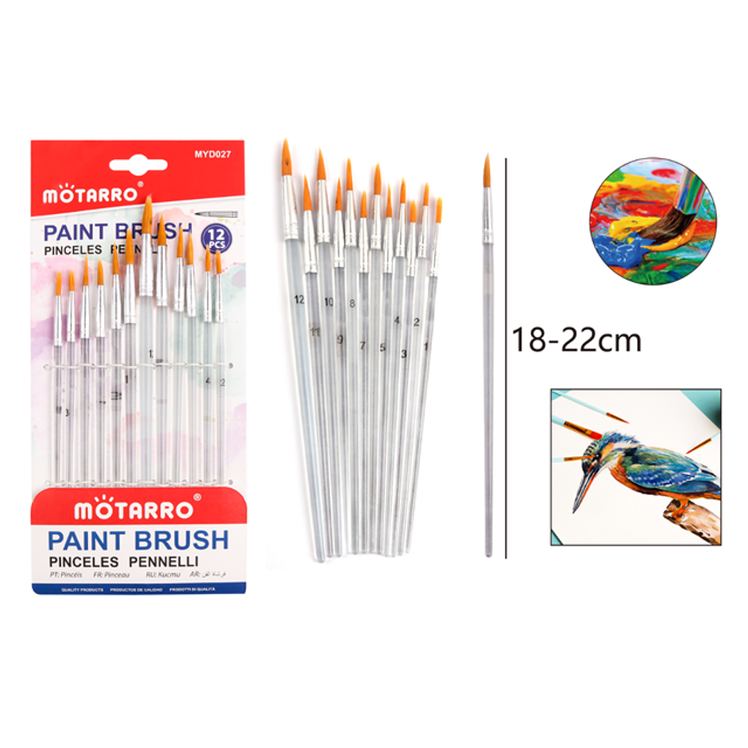 Pinceles Fino Trasparente 12Pcs 1