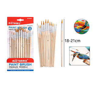 Pinceles Fino Madera 12Pcs