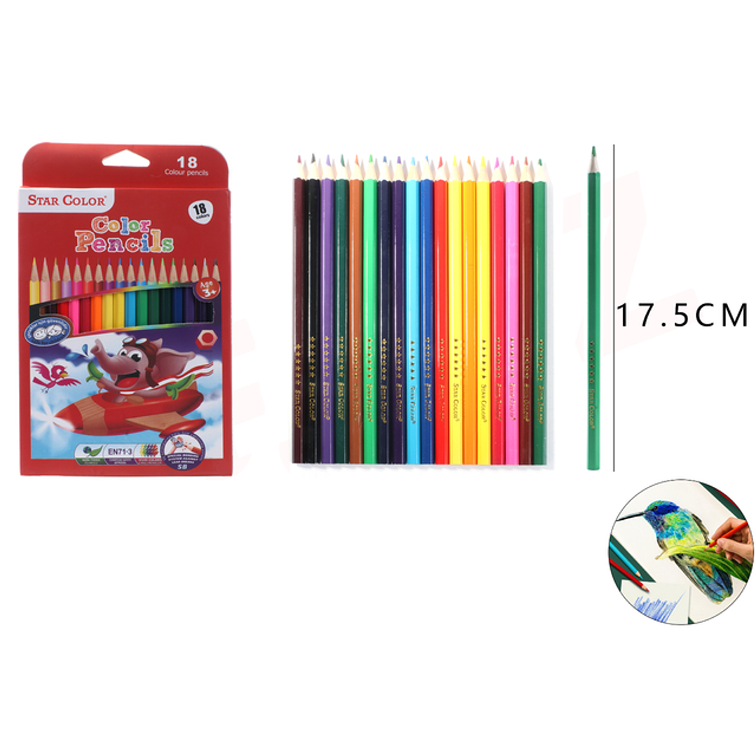 Lapices de colores 17.5cm 18pcs 1