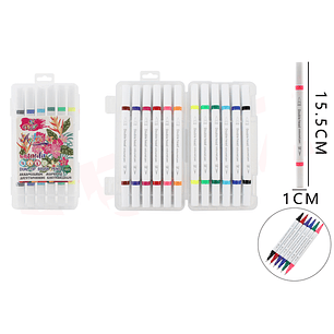 Marcadores de color doblepunta 15.5cm 12pcs